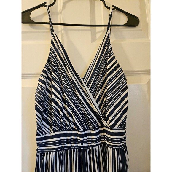 Pants - Striped Romper Jumpsuit Size Small Kaileigh Silky Blue&White Stripes w/Pockets